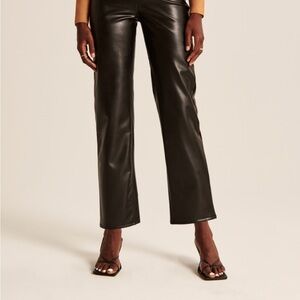 Abercrombie & Fitch Curve Love The Ankle Straight Ultra High Rise Vegan Leather